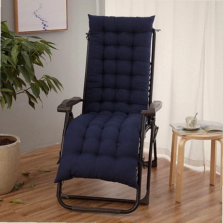 61" Lounge Chair Cushion Tufted Soft Outdoor Rocking Seat Deck Chaise Pad+Ties