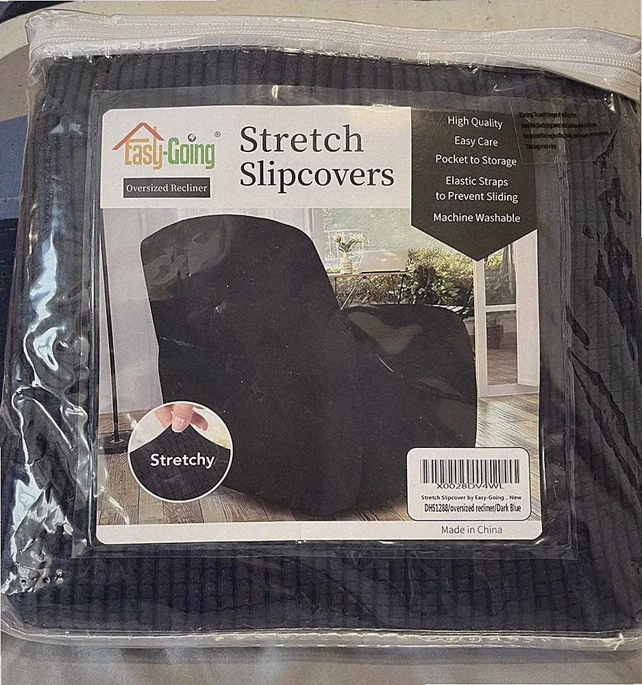 Easy-Going Oversized Recliner Stretchy Slipcover Navy Dark Blue Brand New