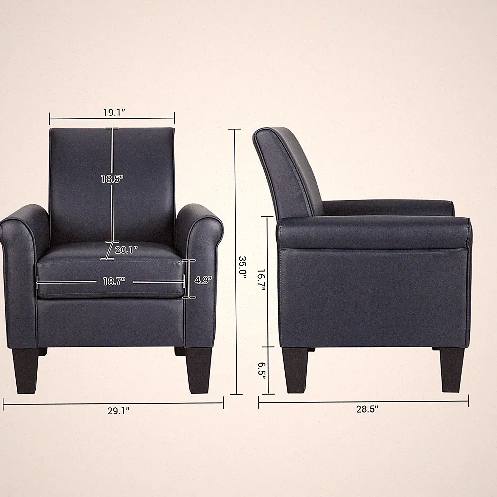 Faux Leather Accent Single Sofa Modern Upholstered Living Room Comfy Armchair
