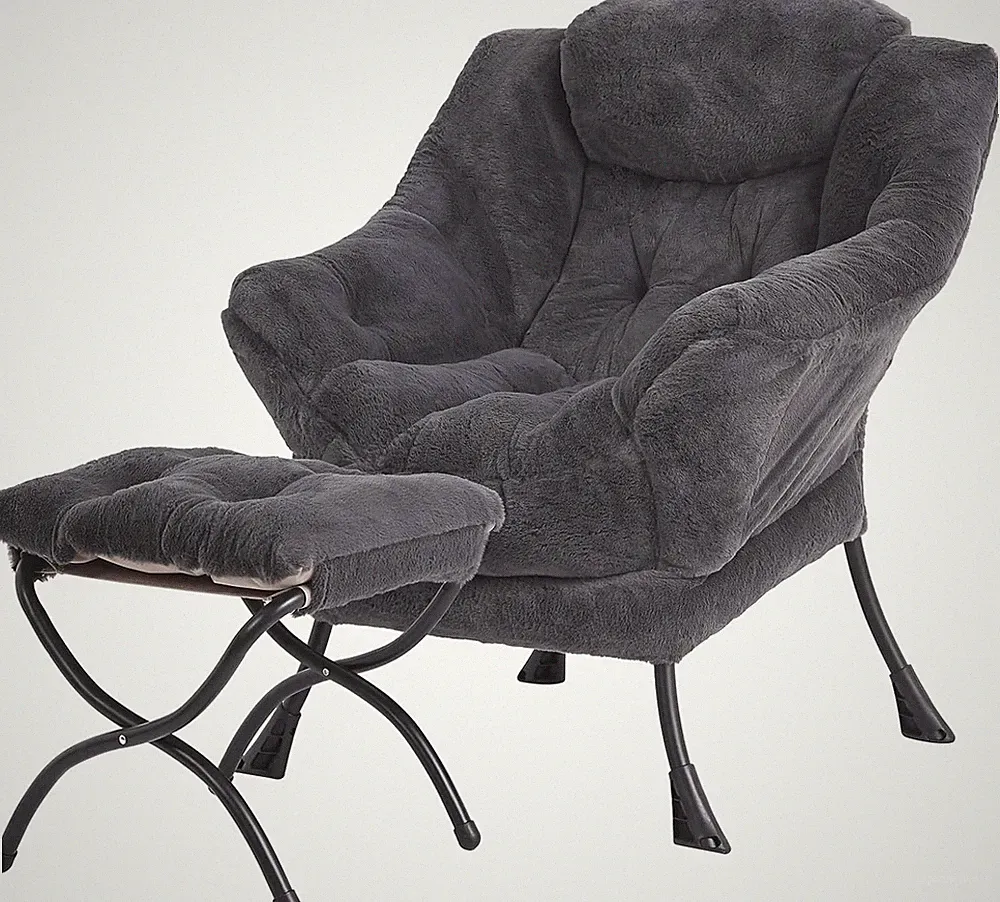 Lazy Chair with Ottoman, Blue Modern Lar Accent Chair, fy