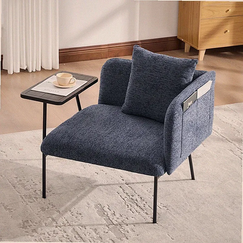 Leisure Lounge Chair with Rotating Small Table and Back Pillow Modern Accent Sof
