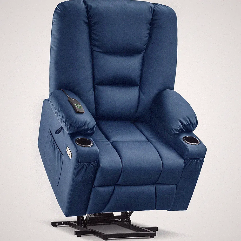 MCombo Large Power Lift Recliner Chair with Massage and Heat, Faux Leather 7539