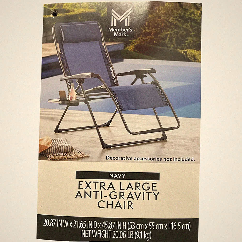 Member's Mark Oversized Steel Framed Anti-Gravity Chair with Side Table (Navy)