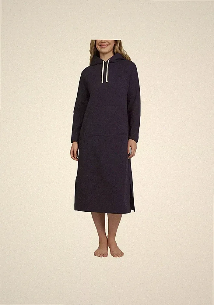 NEW Lands' End Ladies' Hooded Lounger Size: Small NAVY (110)