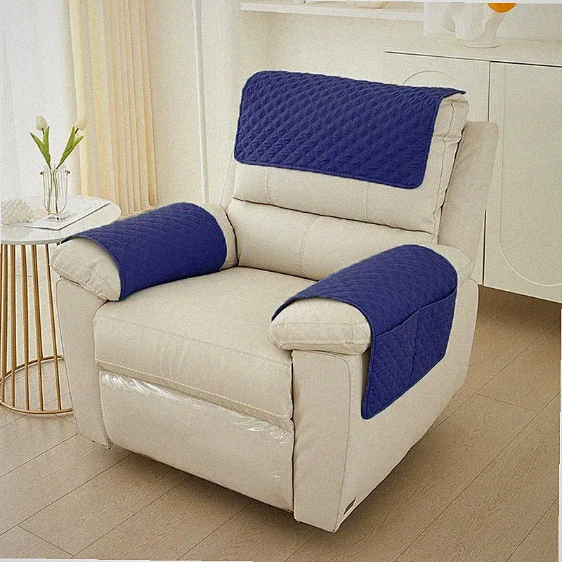 Recliner Slipcovers 3/4/5Pcs Chair Arm Covers with Pockets Headrest Sofa Cover