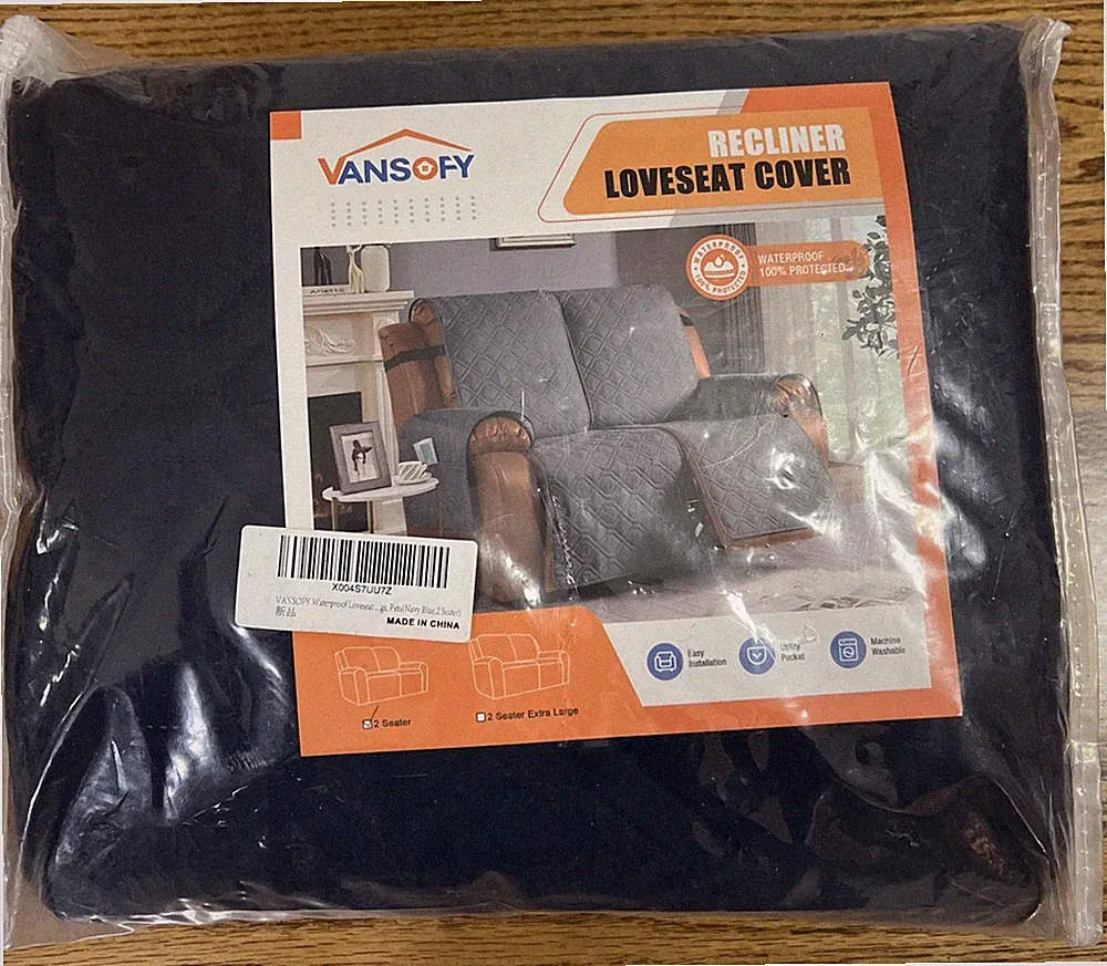 VANSOFY Loveseat Recliner Cover Navy Blue 100% Waterproof Sofa Slipcovers NEW
